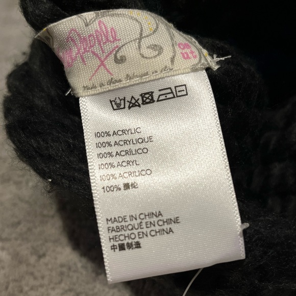 Free People Cozy Up Color Block Blue Black Pom Beanie Knit Winter Hat - Picture 5 of 7